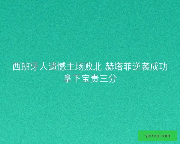 西班牙人遗憾主场败北 赫塔菲逆袭成功拿下宝贵三分