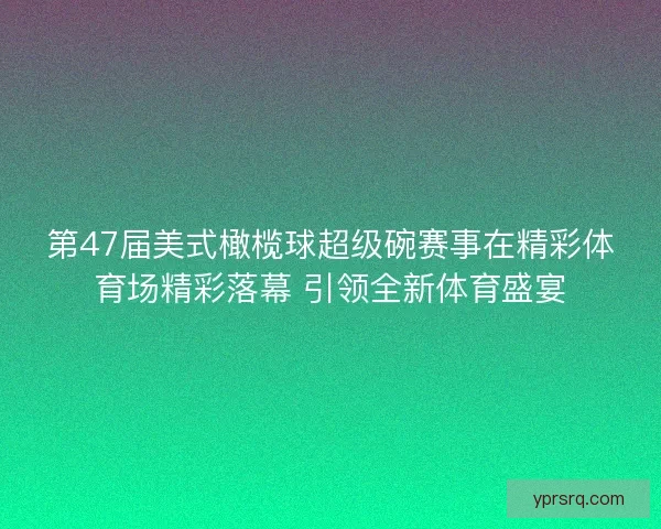 第47届美式橄榄球超级碗赛事在精彩体育场精彩落幕 引领全新体育盛宴